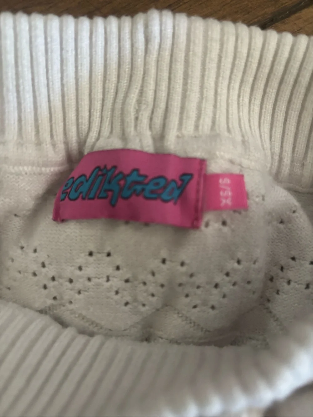 Edikted Lindsay White Ruffle Knit Mini Short- Women